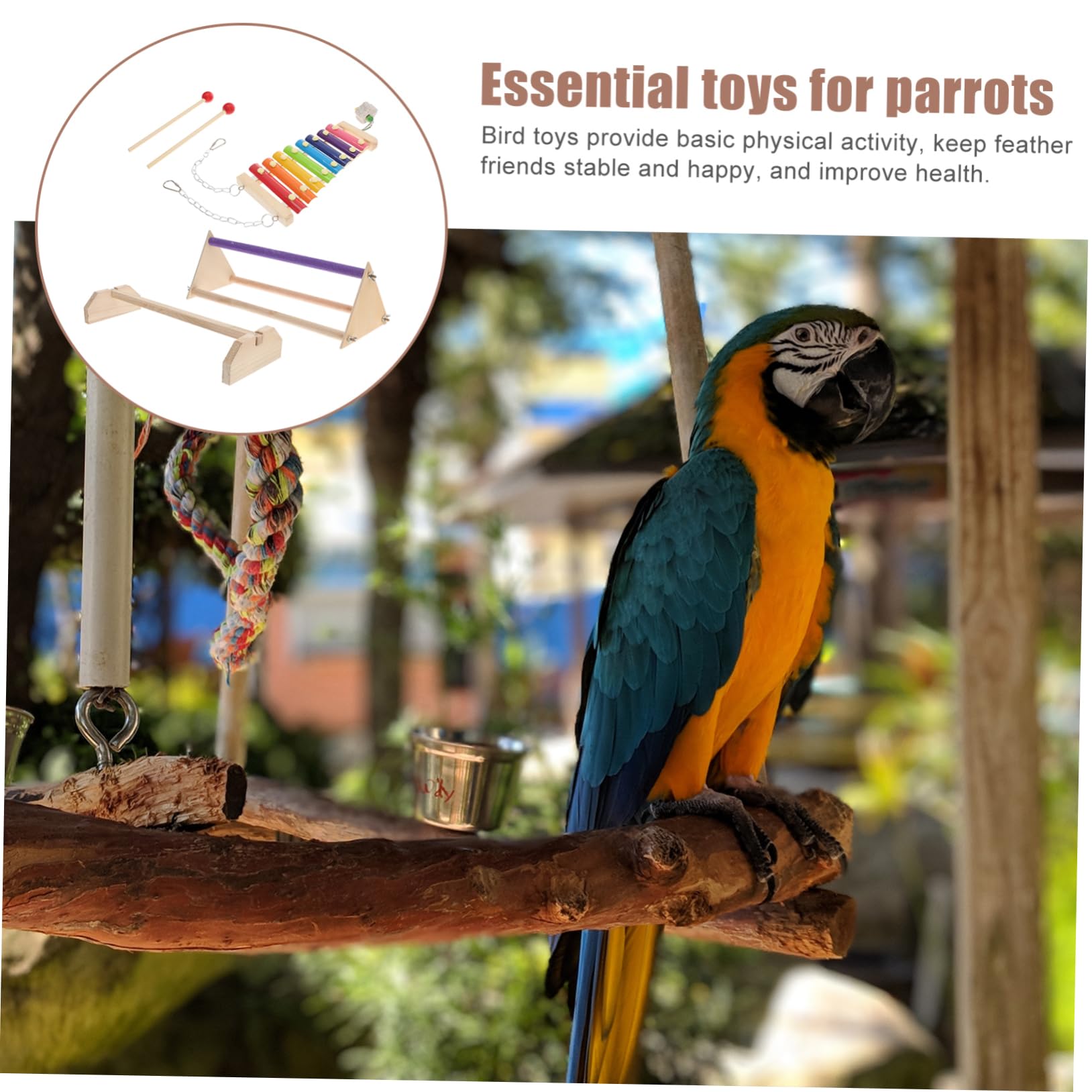 DOITOOL Xilófono, Soporte de Madera Sintética Juego de Percha para Pollos Que Permite Relajarse y Jugar Gallinas, Accesorio para Aves de Corral