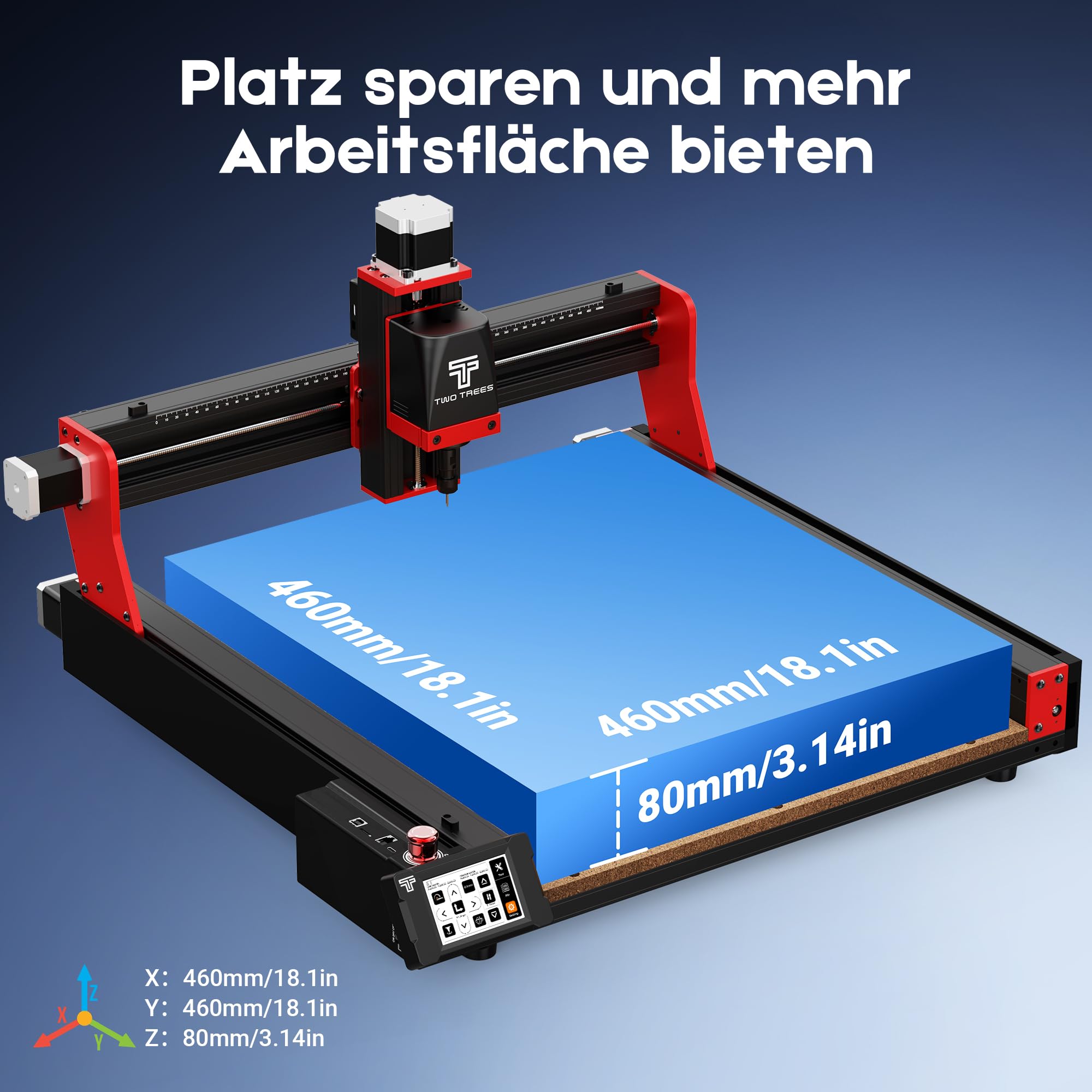 Twotrees Fresadora CNC TTC450 PRO, fresadora CNC de 3 ejes, fresadora CNC para madera y acrílico, 90% montada, rango de trabajo: 460 x 460 mm