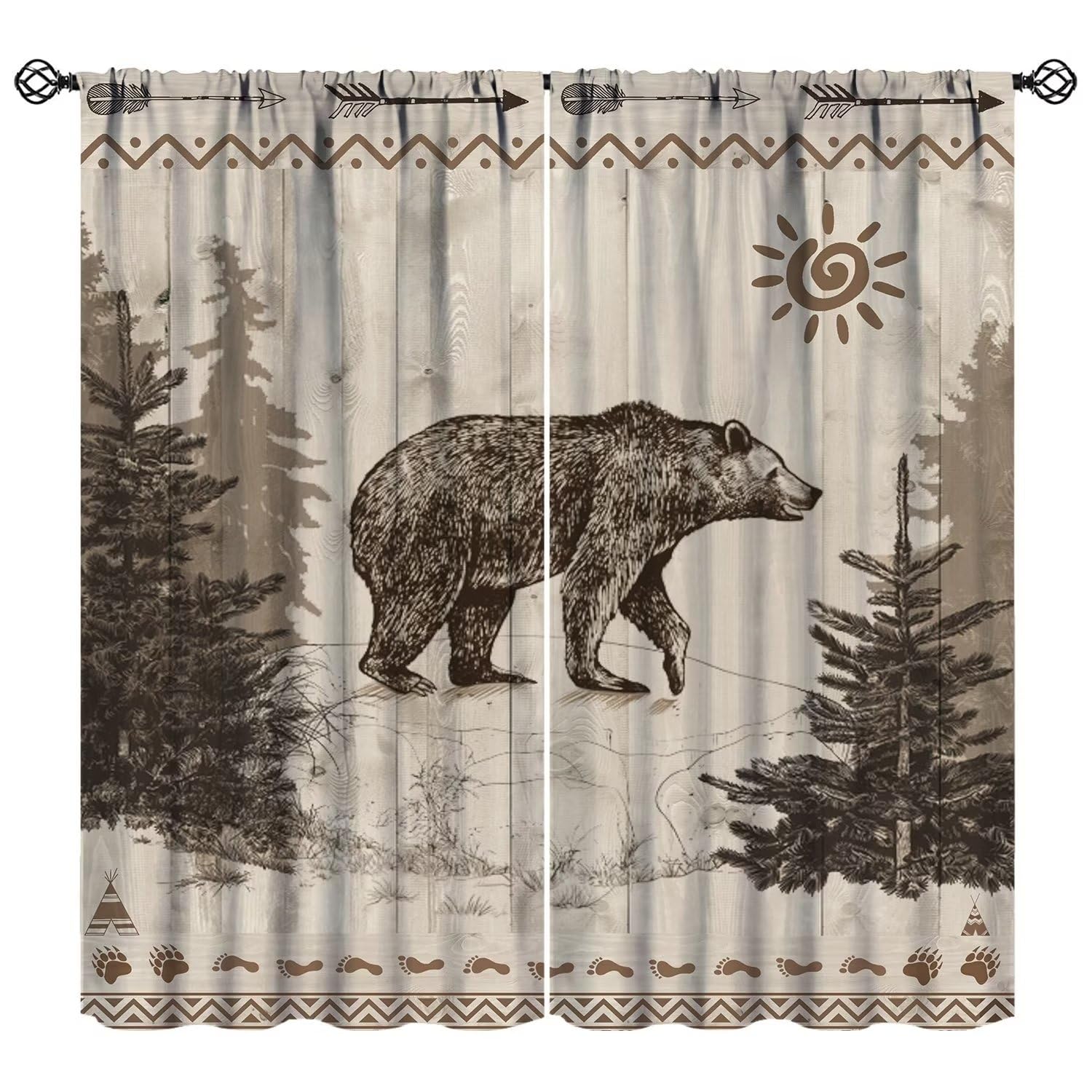 Plaid Shower Curtain Retro Rustic Bear Deer Blackout Curtains For  Bedroom,Farmhouse Cabin Bear Moose Red Black Buffalo Check Plaid Grommet  Thermal Insulated Room Darkening Curtains Window Curtains 2 Panels 63L X 36W, image size:1500x1500