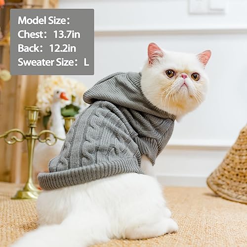 Miniatura 6 de PUPTECK Abrigo de invierno para perros y gatos, ropa suave para clima frío, ropa de punto para gatitos y perros pequeños, para interiores y