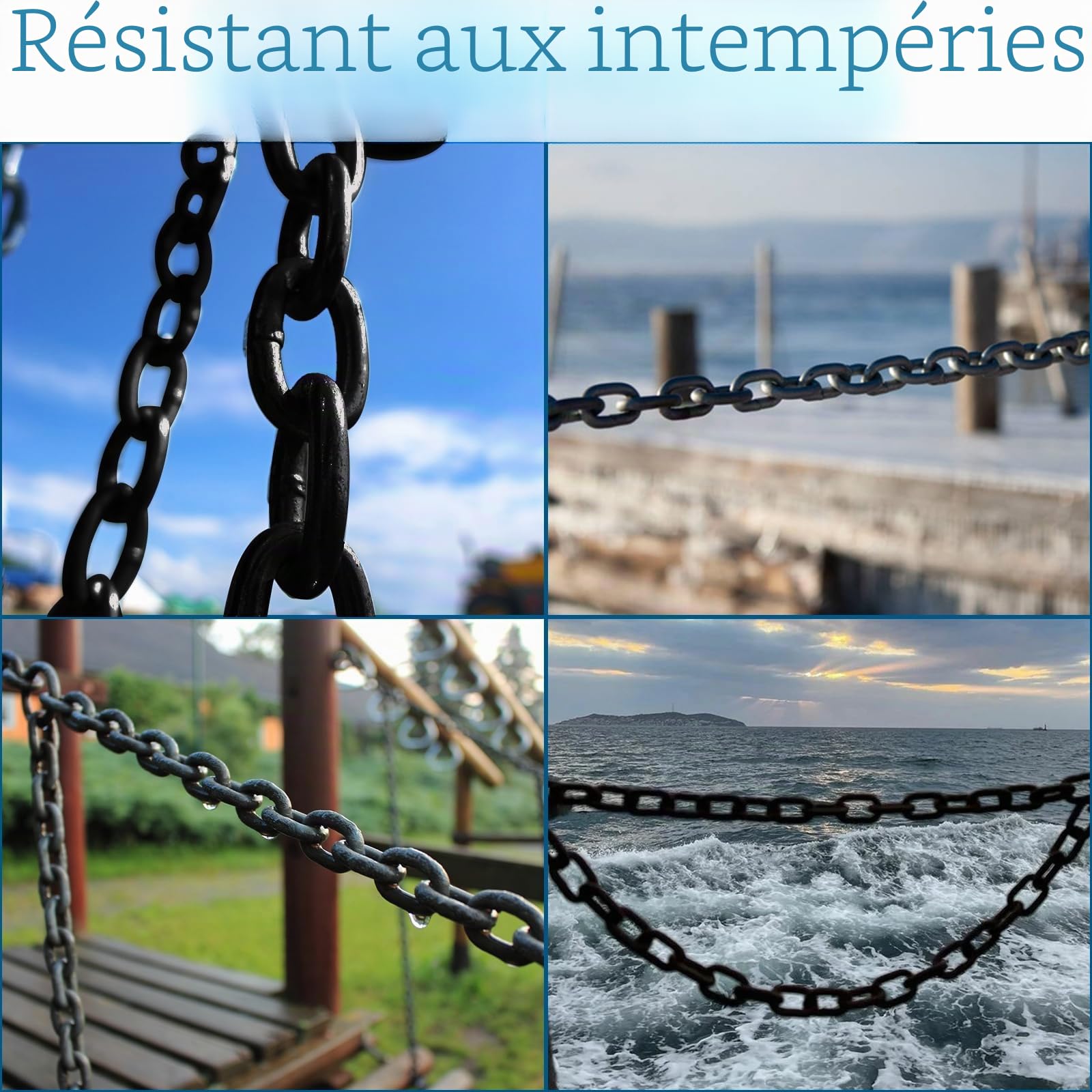 Chaine Acier au Carbone, 10m x 3 mm Chainette Metal, Noir Starke de Chaîne pour Plantes Suspendues, Corde à Linge, Antivol de Vélo