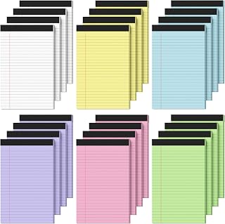 24 Pack Small Legal Pads 5x8 Colored Note Pads 5x8 College Ruled Notepads | Perforated Pink Legal Pad, 30 Sheet/Pad, Lined Paper Pads 5x8 Notebook Pad Mini Purple Legal Pads 5x8 for Study,Office,Home