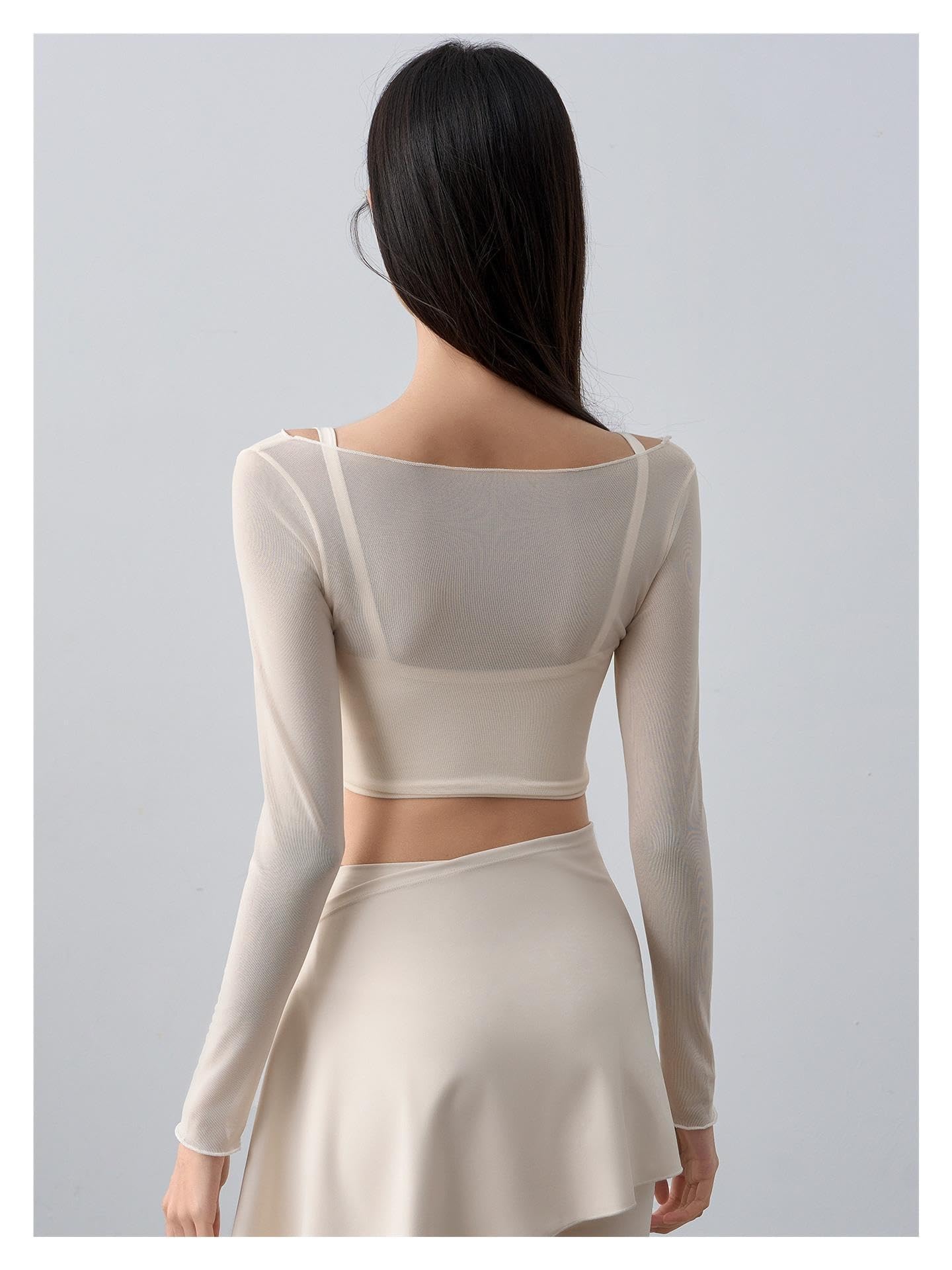 Top de Malla Manga Larga for Mujer, Elegante, for Correr, Yoga, Fitness