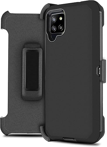 Funda diseñada para Samsung Galaxy A42 5G, con protector de pantalla integrado, soporte de clip giratorio para cinturón, resistente y resistente