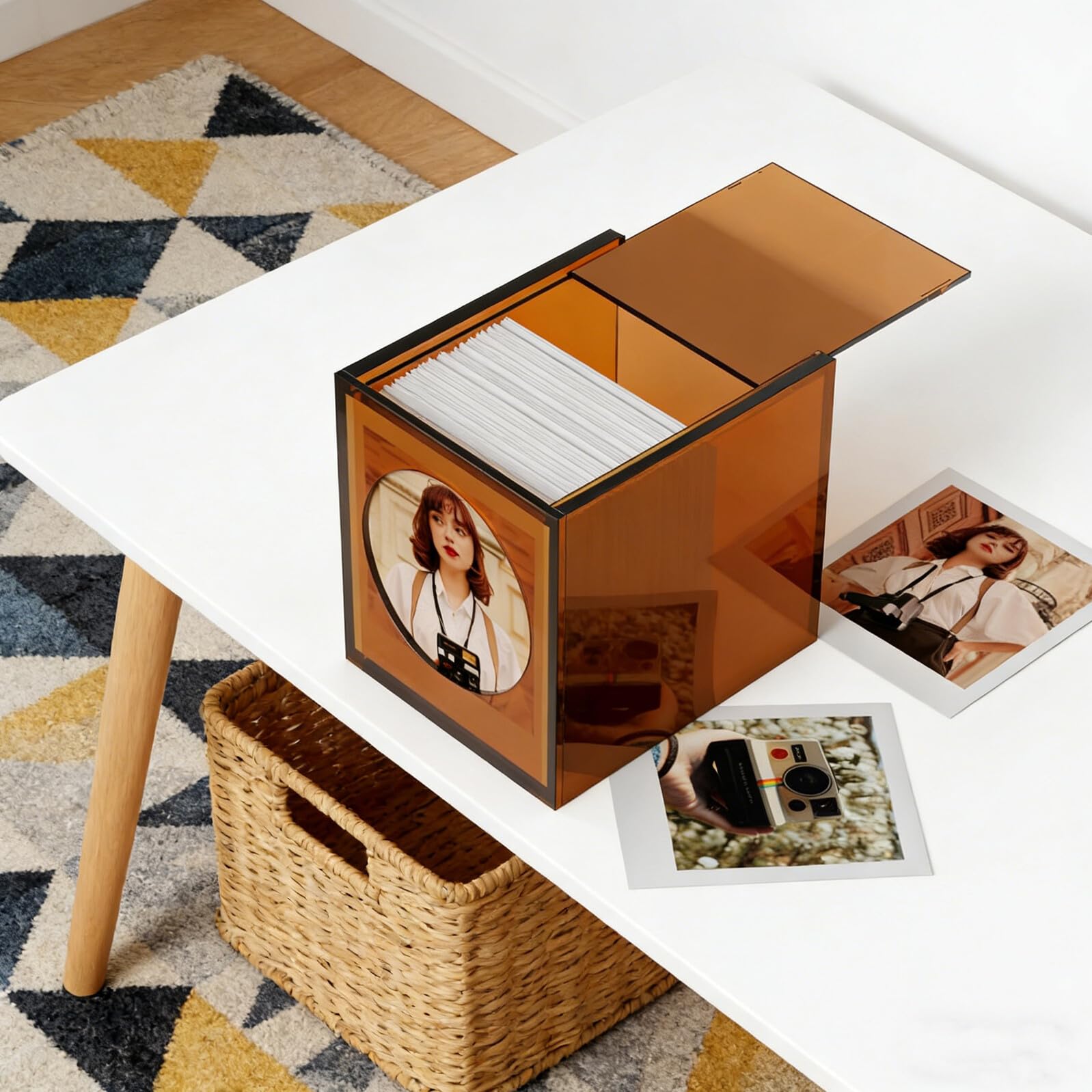 Toddmomy Boîte à Cadre Photo Pollaroid avec Couvercle pour Rangement de Films I-type Sx Organisation de Photos de Bureau