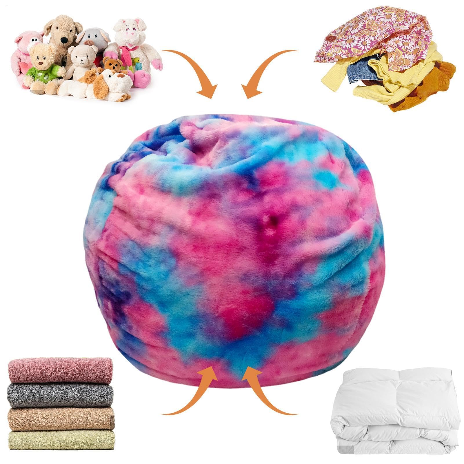 Pouf de rangement pour animaux en peluche avec poignée large