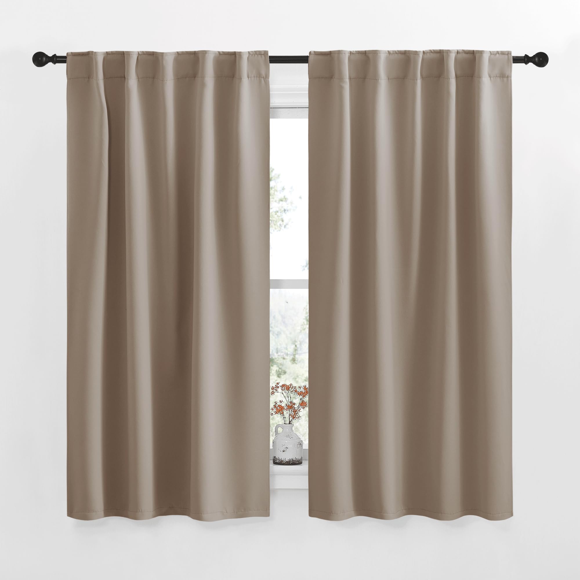 NICETOWN Blackout Window Curtains for Camper - (Taupe Color) 34x48 Inch, 2 Panels Set, Thermal Insulated Room Darkening Blackout Drapes/Draperies with Rod Pocket &amp; Back Tab for Loft