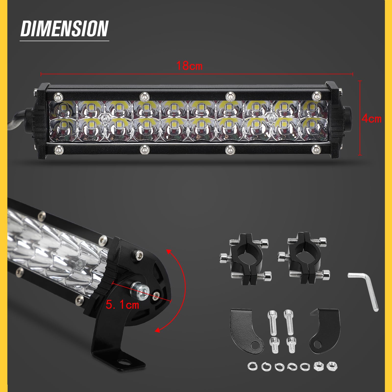 Barra luminosa LED 60W 2500LM Plug Play impermeabile con interruttore universale per CRF110 CRF250R CRF450R YZ125 YZ250 WR250F KLX110 Motocross
