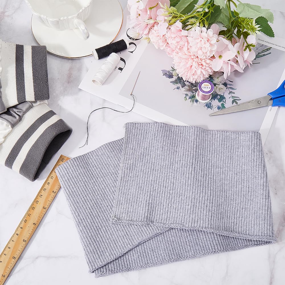 GORGECRAFT Ribbing Knit Fabric Waistband Collar Neckline Trim Cuffs Material Sewing Supplies Handcrafted Ribbed Trimming for Sleeve Cuffs Jacket Neckline Edging Garments Gray 37.4x5.7inch - Image 4