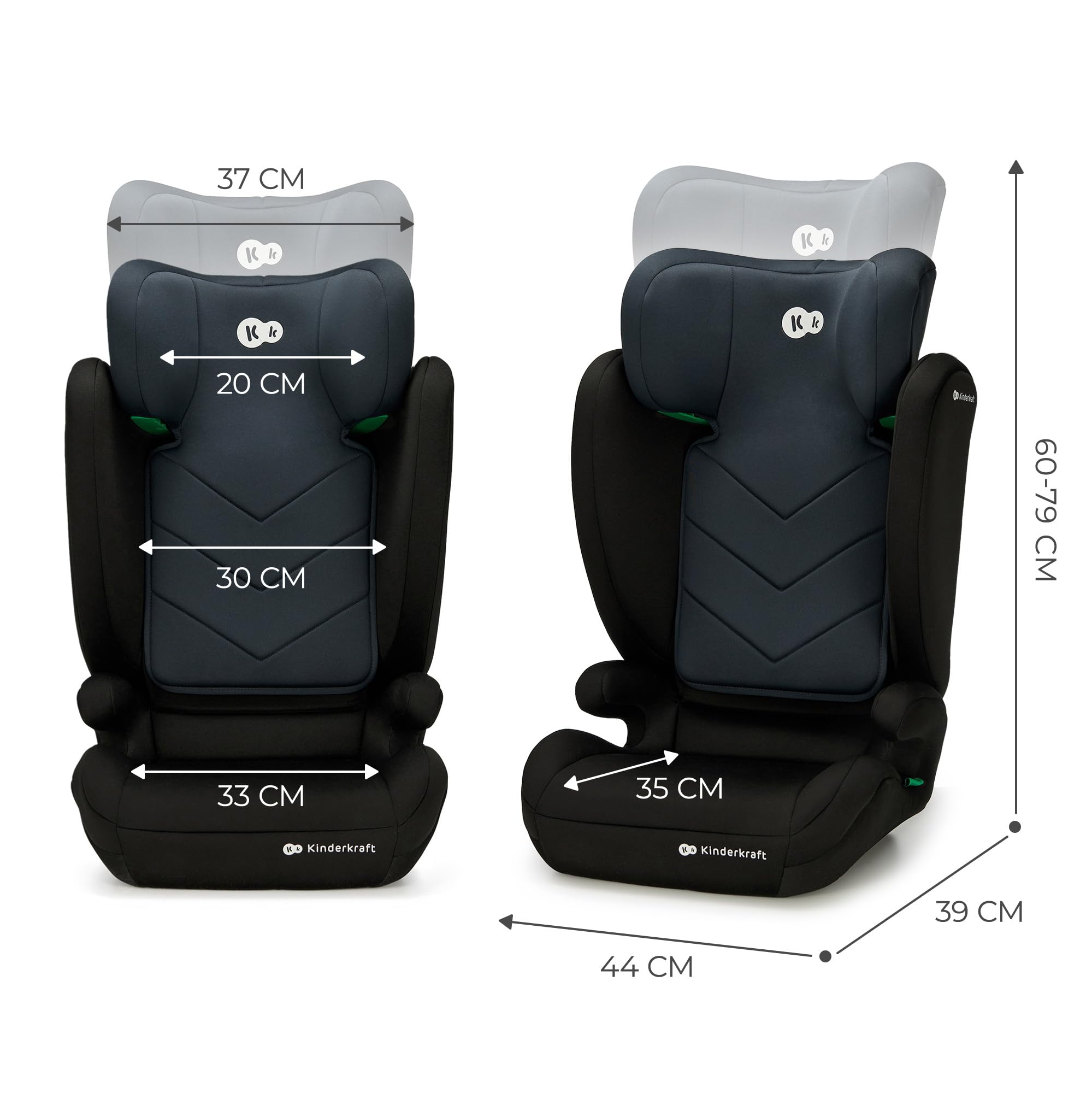 Kinderkraft I-SPARK Seggiolino auto, i-Size, Gruppo 2/3 100-150 cm, da 3,5 a 12 anni, da 15 a 36 kg, leggero (4,85 kg), cintura di sicurezza a 3 punti, Protezioni laterali, Nero