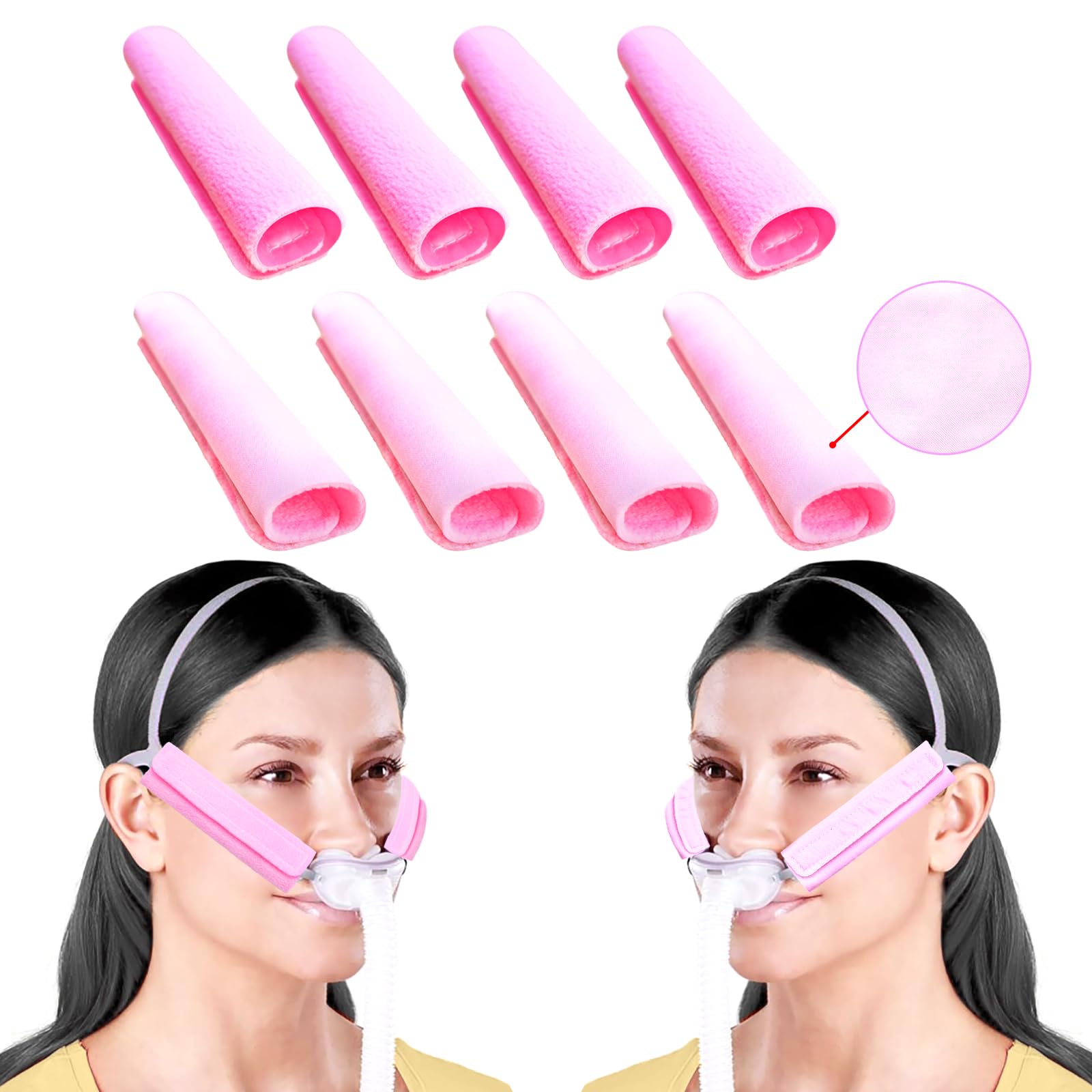 NATAKU８Pack Satin Strap Covers, Breathable Silk Strap Cushions for Mask Strap Headgear, Universal and Reusable Fleece Strap Comfort Pad, C Papa