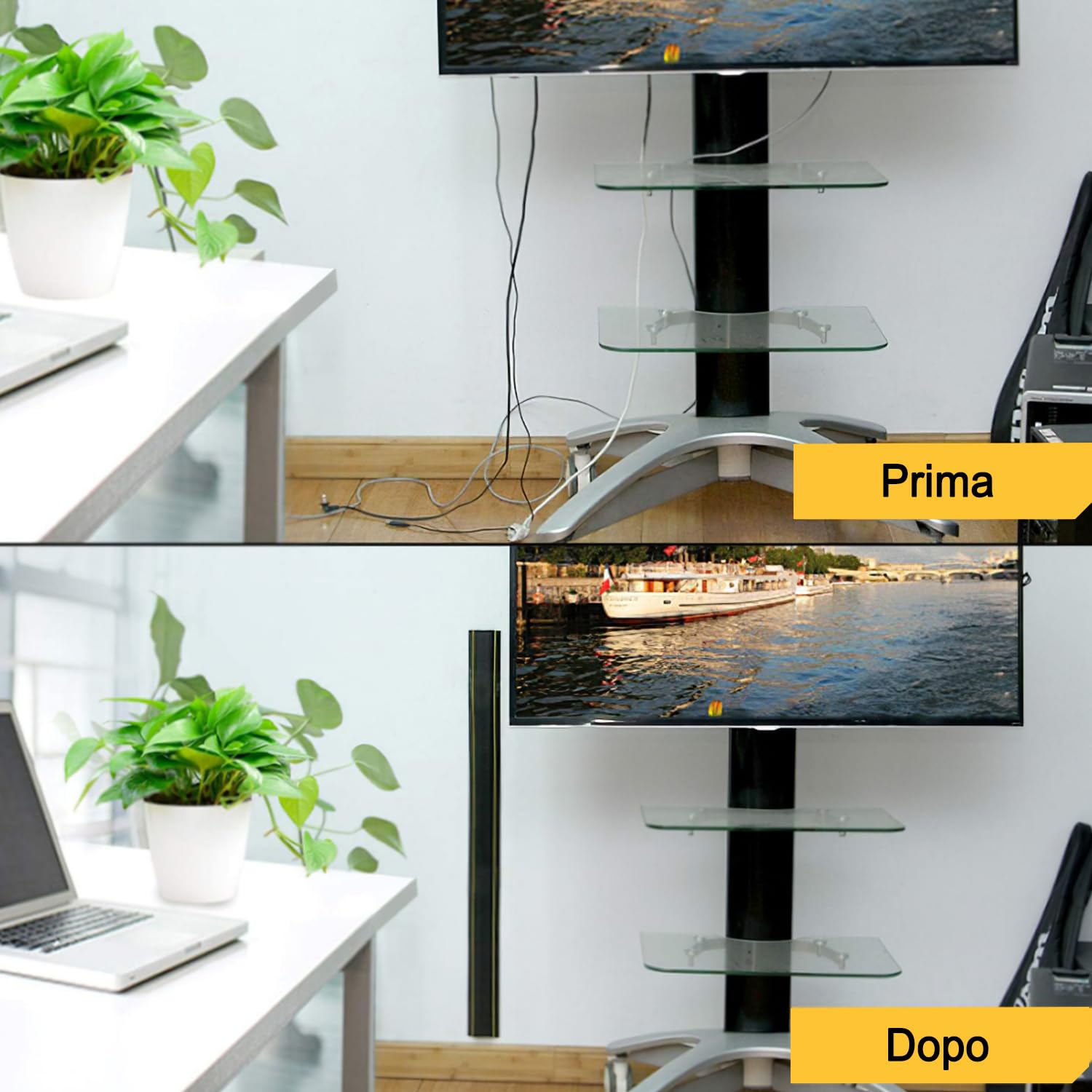 Copertura Cavi A Pavimento, Protezione per Cavo a Pavimento da 6.5 Ft 3 Canali Contiene Fili e Cavi,