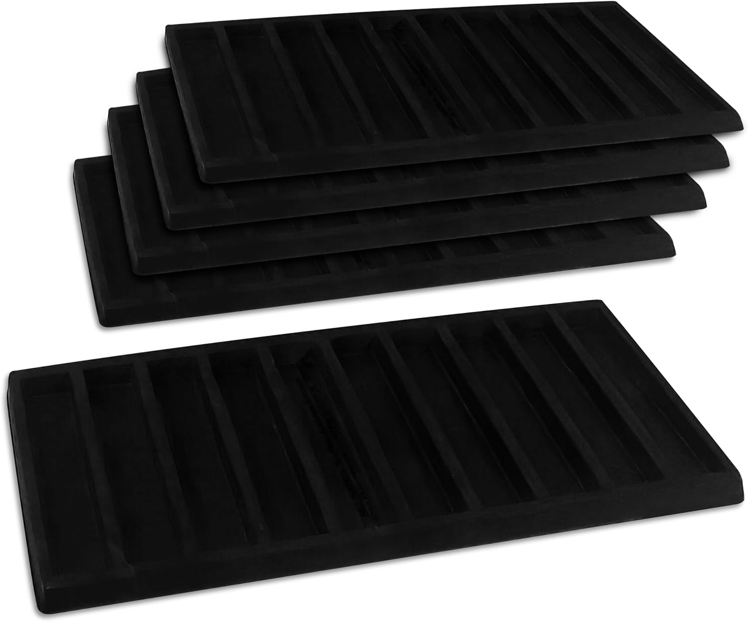 Novel Box 5 Pack Black Liner Jewelry Storage Tray Inserts 14.75x8.25x1 Inches with 10, 18, 24, 32 & 50 Compartments - Jewelry Display Pads for Rings Earrings Pendants Necklaces Bracelets & Chains