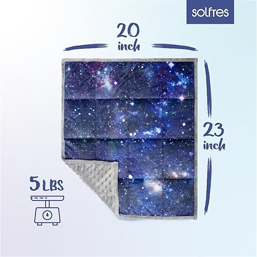Miniatura 6 de Solfres Manta pequeña con peso de 5 libras para niños y adolescentes, 20 x 23 pulgadas, para terapia del sueño, tamaño de viaje con cuentas de