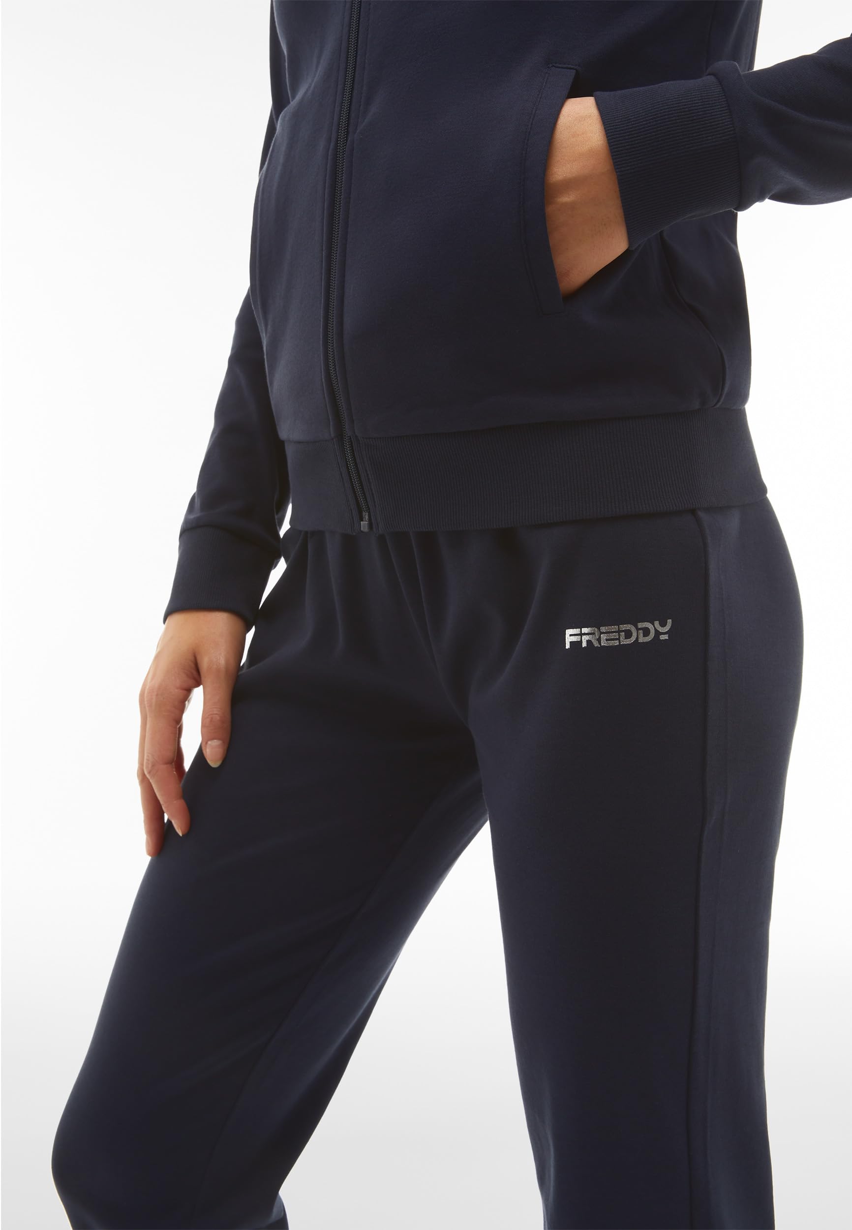 FREDDY - Tuta Donna Completa Sportiva in Cotone, Felpa Donna con Zip a Collo Alto e Pantaloni Tuta