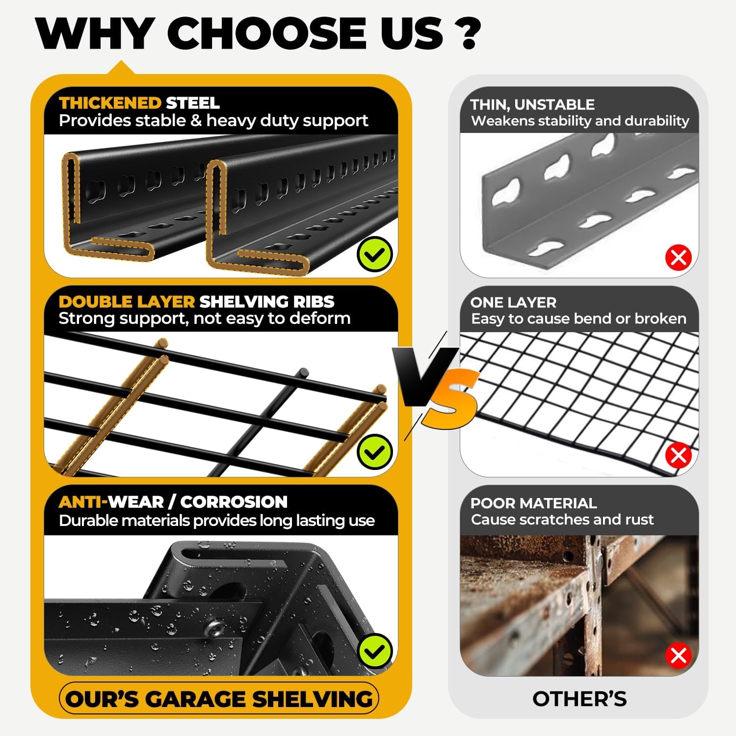 Auto Dynasty 5-Tier Storage Shelves, 72" H Heavy Duty(3000LBS Capacity) Adjustable Garage Shelving, Metal Storage Utility Rack Shelf Unit for Pantry Kitchen Warehouse, 72" H x 35" W x 16" D, Black