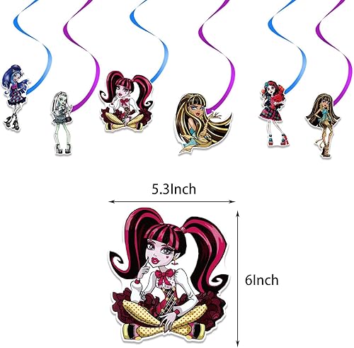 Miniatura 4 de Decoraciones de fiesta de monstruos, suministros de fiesta de cumpleaños para niña monstruosa, incluye pancarta, decoración de pastel, 12 adornos