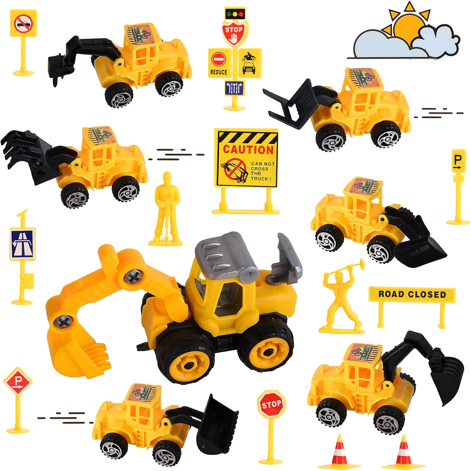 FORMIZON Mini Modelo de Vehículo de Construcción, El Juego de Decoración de Pasteles, Juguetes para Niños Decoración de Contrucción, para Suministros de Fiesta Cumpleaños Baby Shower