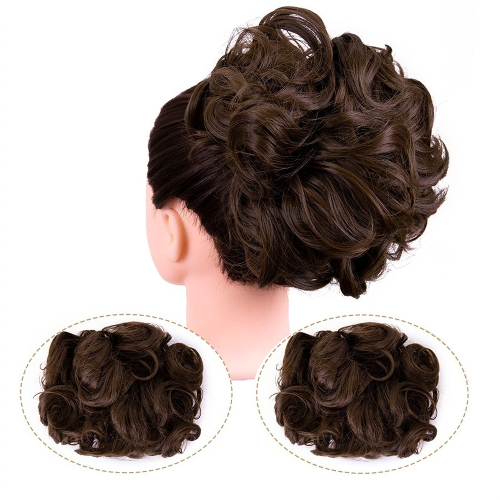SISWIM Moños Postizos de Pelo Moño sintético desordenado for Mujer Moño Postizo Rizado (Color : 8#)