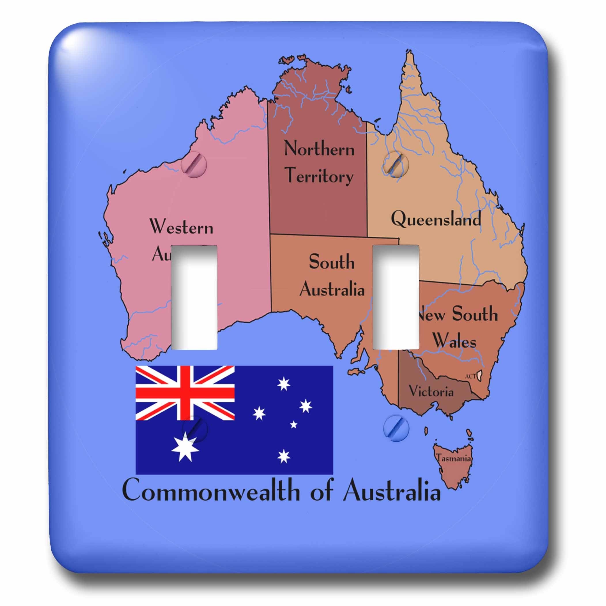 Interrupteur double à bascule drapeau Australie plaque murale décorative 3dRose