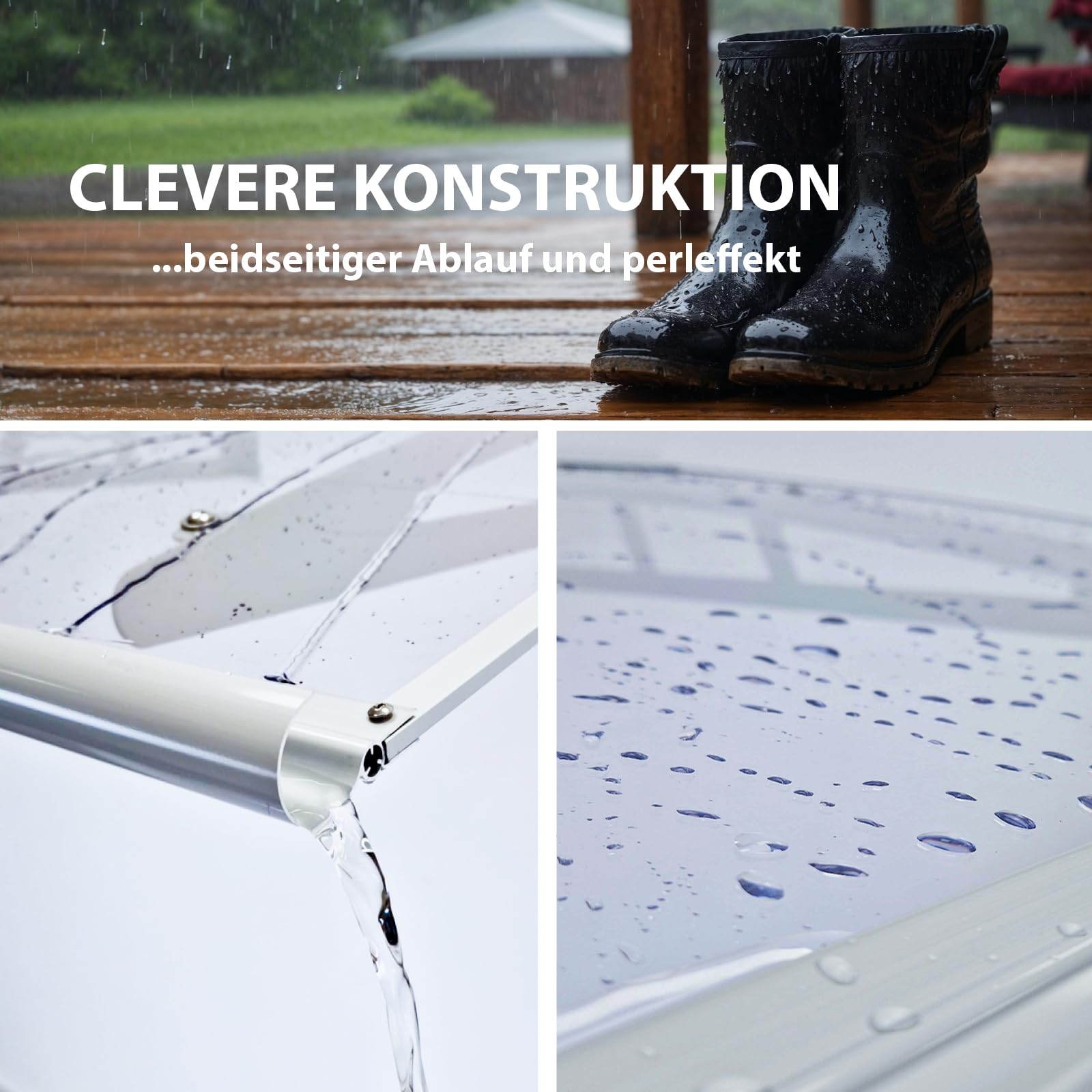 TRUTZHOLM Vordach für Haustür aus Aluminium und Polycarbonat 115 x 80 cm Haustürvordach Pultvordach Türdach Türvordach Haustür Dach