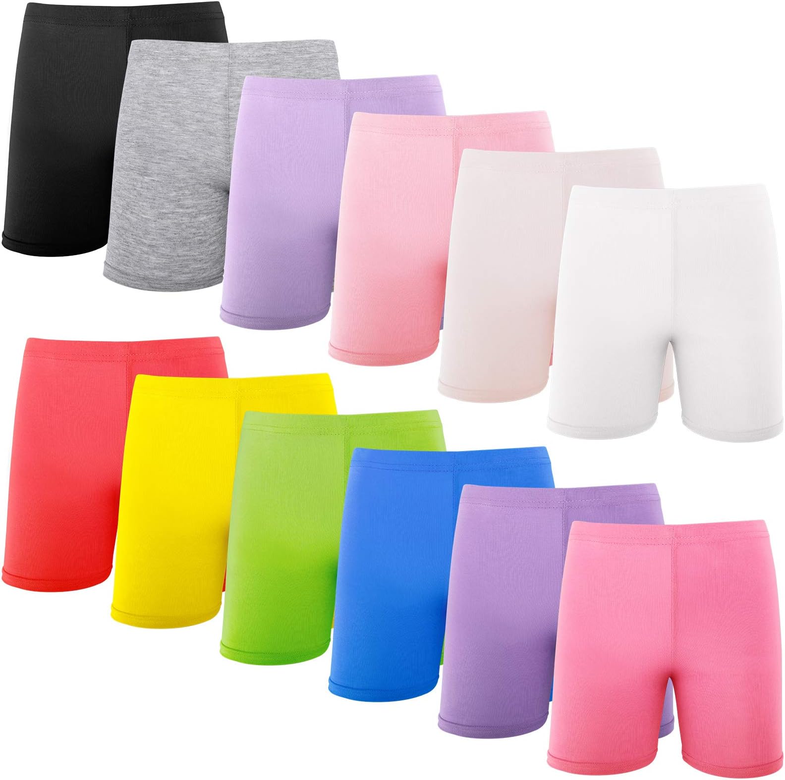 12 Pack Girls Dance Shorts, 12 Color Bike Short Breathable and Safety