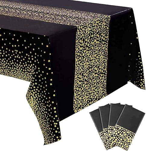 Miniatura 78 de Yancorp 2 Pack Plastic Tablecloth Disposable Navy Blue Gold Tablecloth for Rectangle Tables 54" x 108" Party Decorations Birthday Thanksgiving