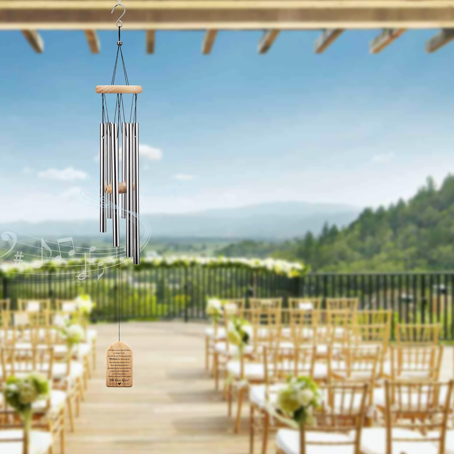 Parents Wedding Gift from Bride & Groom, Parent of Bride Thank You Wedding Wind Chime- All That We are and All That We Hope to be, We Owe to Our Loving Parents, Wedding Keepsake for Mom & Dad - Image 3