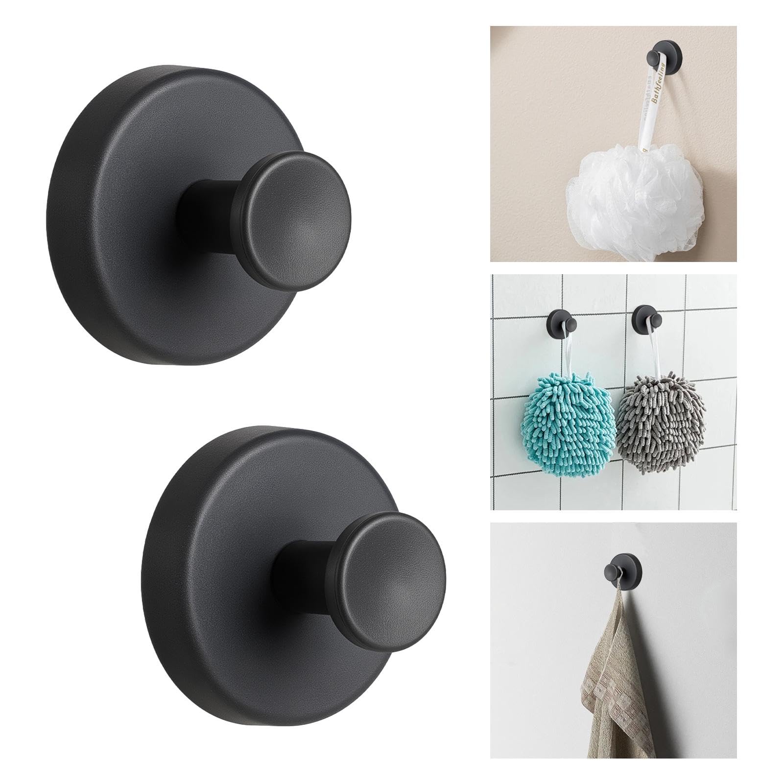 Haluway 2 Pcs 22LBS Suction Cup Hooks, Waterproof Removable Reusable Hooks, No Drill Wall Hanger for Bathroom Shower Kitchen Window