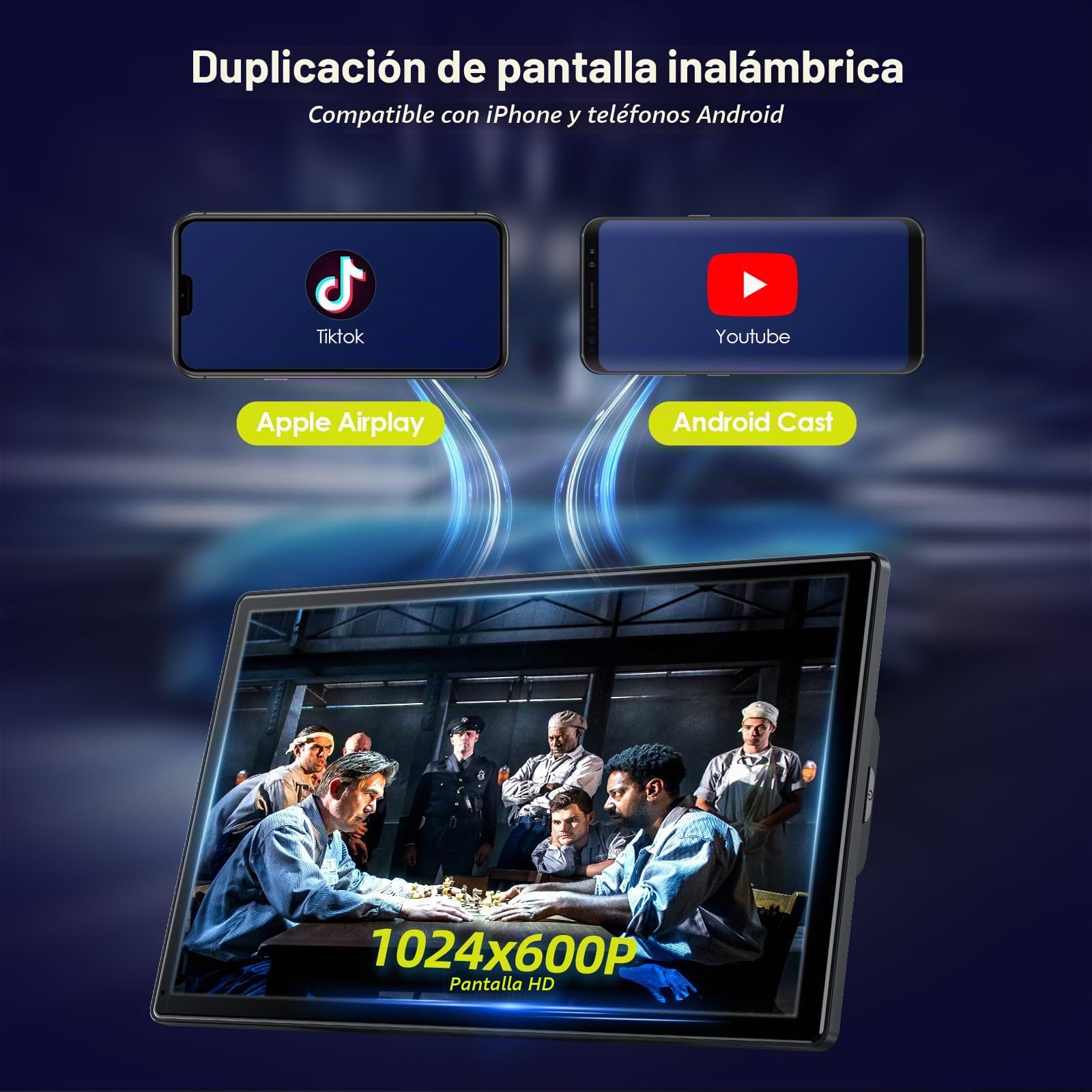 LAMTTO Pantalla carplay Coche 9 Pulgadas para carplay inalambrico&Android Auto, 2.5K Front&1080P Cámara Trasera,Autoradio Portátil Car Play con GPS,Bluetooth,Pantalla Táctil,Mirror Link,Siri&G00gle