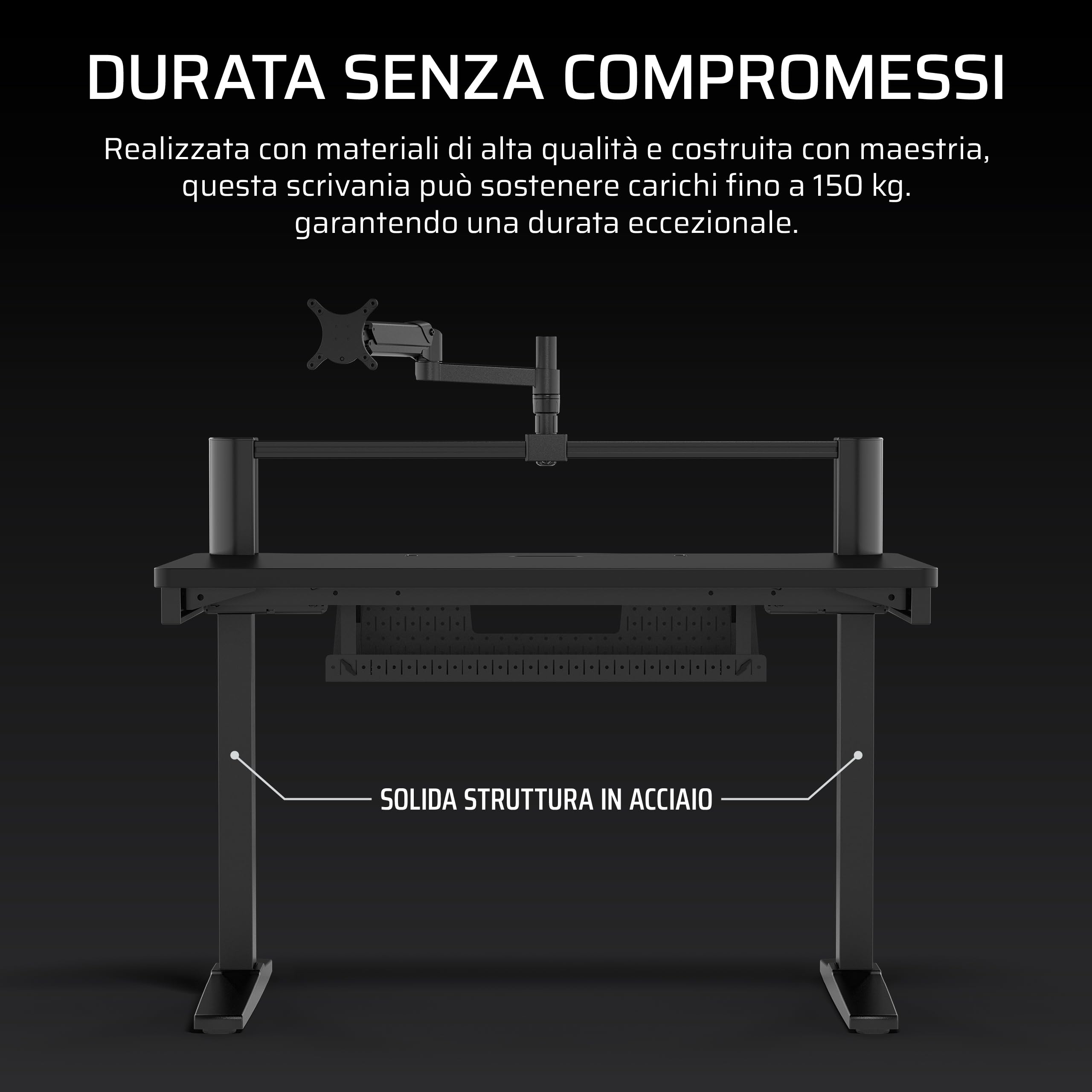 CORSAIR Platform:4 – 120 cm x 76 cm, Altezza Fissa, Scrivania per Computer da Gioco in Piedi, Gestione dei Cavi, Alimentazione USB, Supporto per Monitor Incluso – Nero