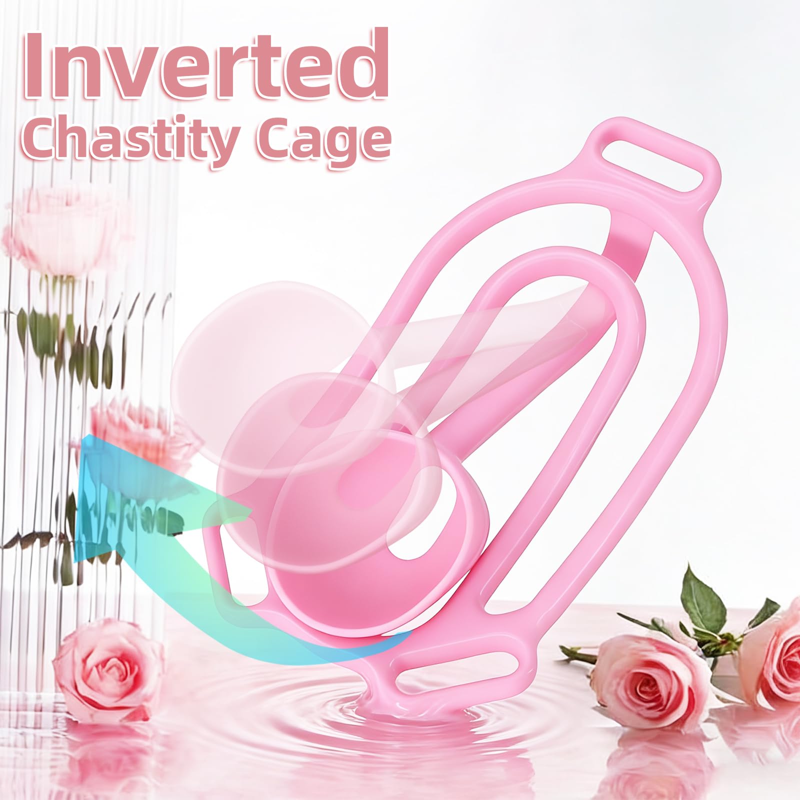 Cage de Chasteté pour Pénis Inversé Chastity Cage Man avec Plateau Urinaire et Trois Trous pour Ceinture Sex Toýs Homme Cage Chastetée Légère en Résine pour Bondage du Pénis (Pink-A)