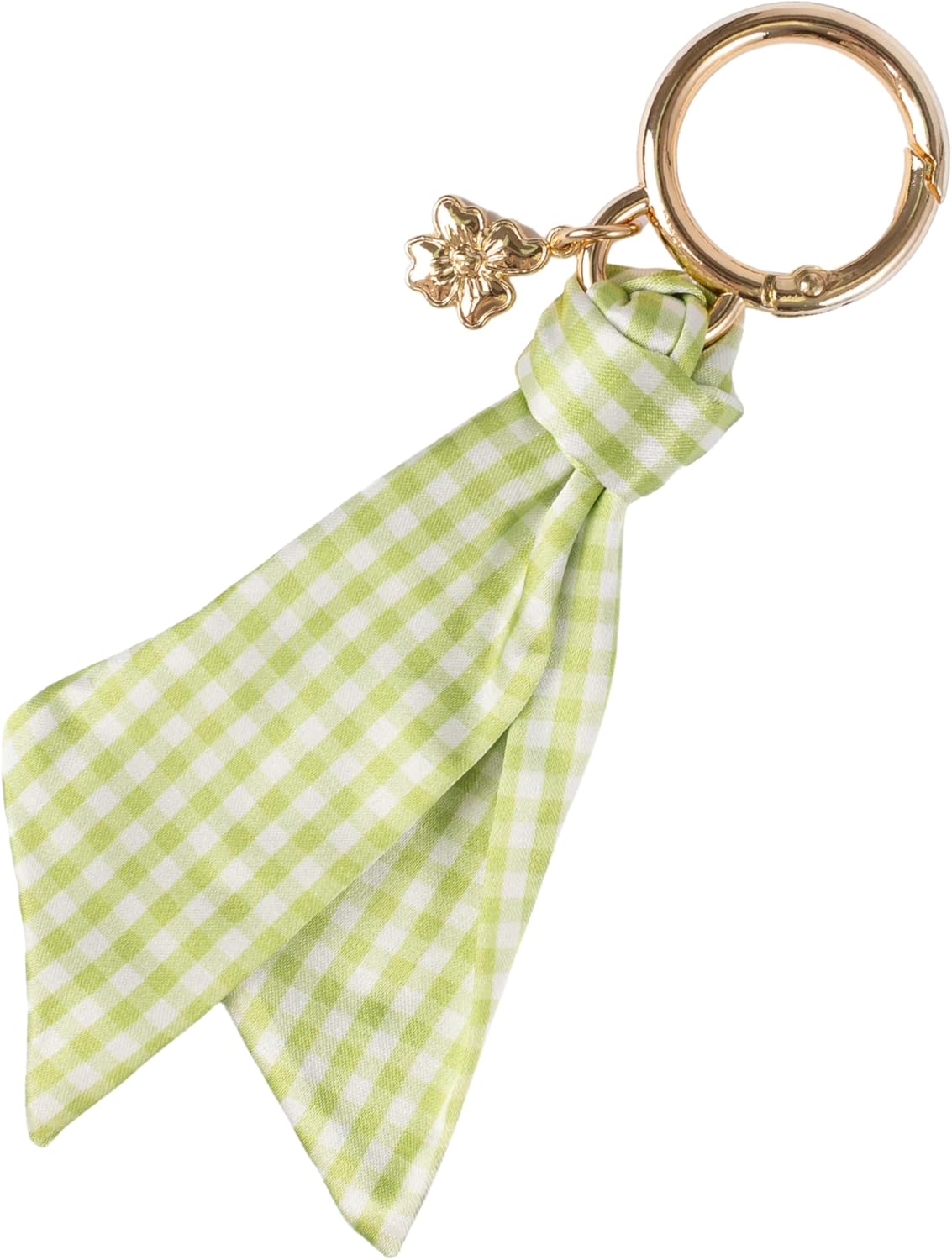 Elyse Breanne Design - Satin Keychain with Gold Flower - Cute Bag Charm for Purse, Handbag, Keys, Luggage - 6" inches long