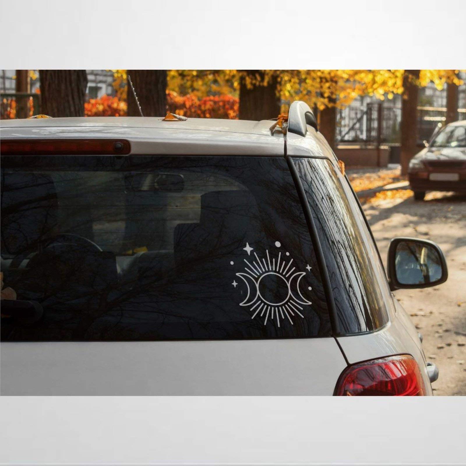 43Lenajon Style9 Pagan Decal Triple Goddess Symbol Witchcraft Witchy Wicca Wiccan Vinyl Die Cut Decal Car + Laptop Sticker Multicolor Mystical