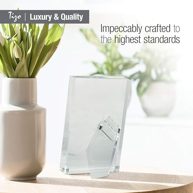 TIZO Design Vertical 5x7 Lucite Picture Frame, Durable 1 Inch Thick Clear Lucite & Magnetic Closures, Elegant & Practical Boutique Quality Photo Frame (Multiple Colors Available)