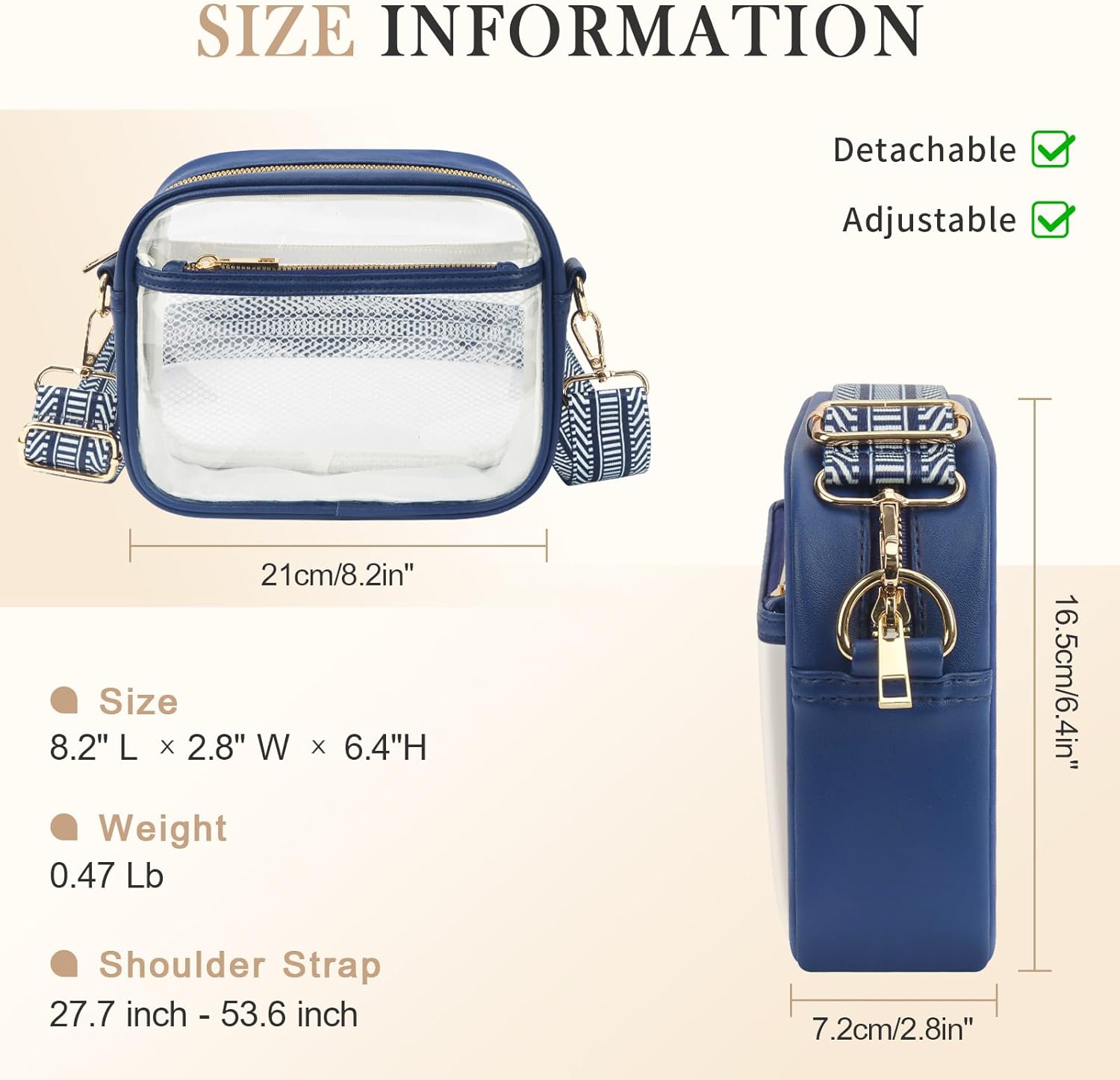 KETIEE Clear Crossbody Bag, Stadium Approved Clear Purse Bag for Concerts Sports Events Festivals - Image 2