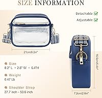 Vista 121 de KETIEE Bolso cruzado transparente, aprobado para estadios, para conciertos, eventos deportivos, festivales