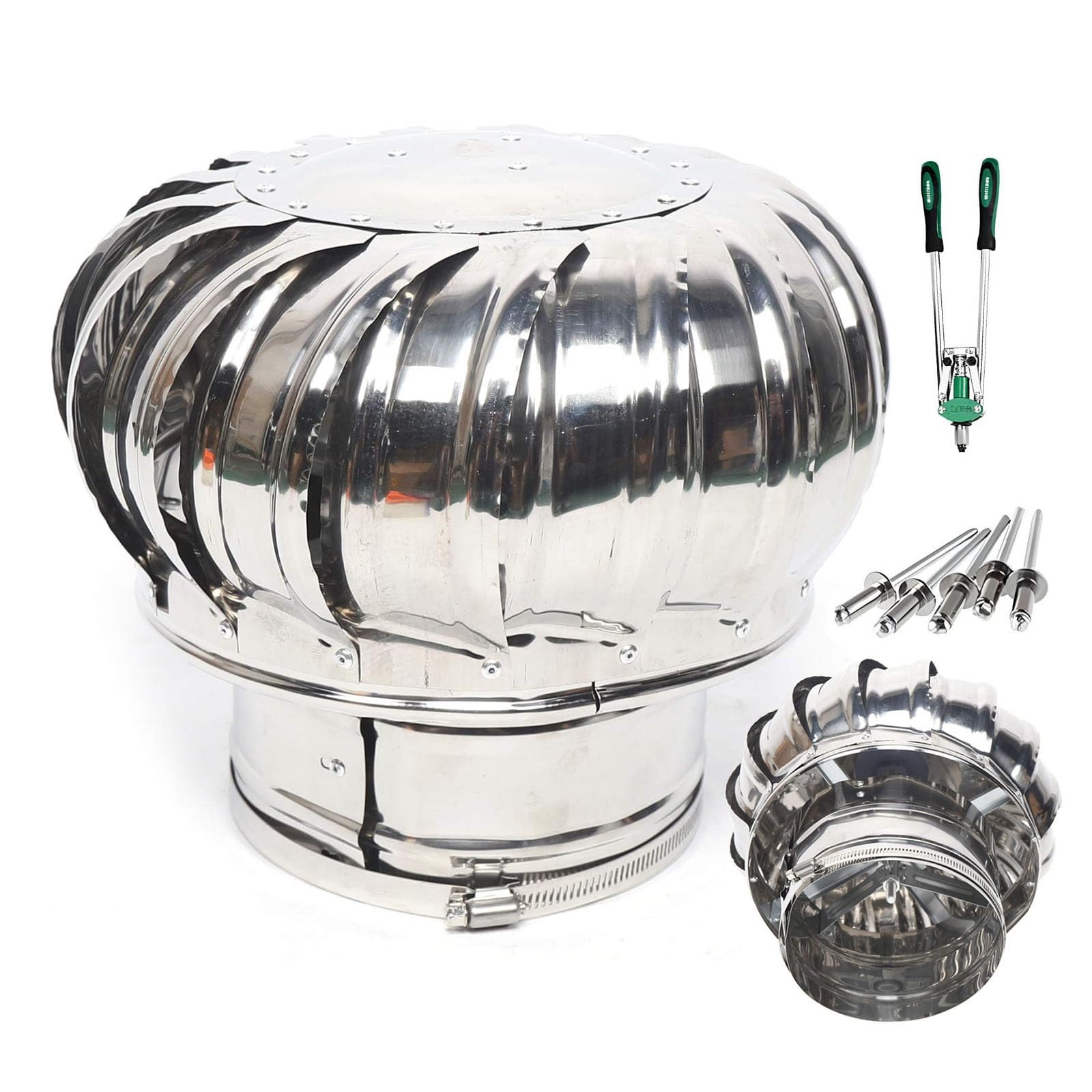 EJGMCNSGB 3/4.3/5.9/6.3/7.9/9.9 in Stove Pipe Chimney Cap, 304 Stainless Steel Non Power Roof Ventilator, Insulation Chimney Cover for Outside, Attic Factory Farm Vent Cap(15 cm-5.9 in)