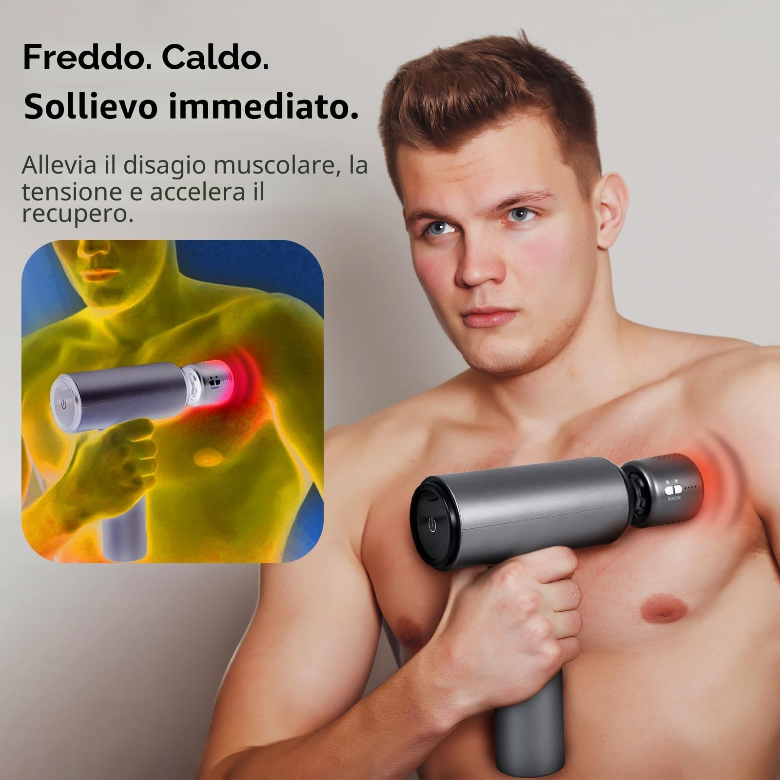 arboleaf Pistola per Massaggio Muscolare Con Caldo e Freddo, Pistola Professionale Massaggiante Profondo Tessuto 6 Velocità Massage Gun con 5 Testine di Massaggio per il Rilassamento dei Muscoli