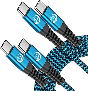 USB C to USB C Cable Fast Charging 2M 2Pack Type C to Type C Cable 60W Pd C To C Charger Cable Fast Charge Nylon Lead for iPad Pro Air Macbook Air Pro Samsung S22 S21 S20 Fe A13 Google Pixel 6