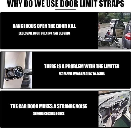 Miniatura 5 de UGSHY 2 tiras de control limitadoras de puerta de automóvil, 9.17 x 1.5 pulgadas, limitador de puerta de nailon ajustable resistente, carga doble
