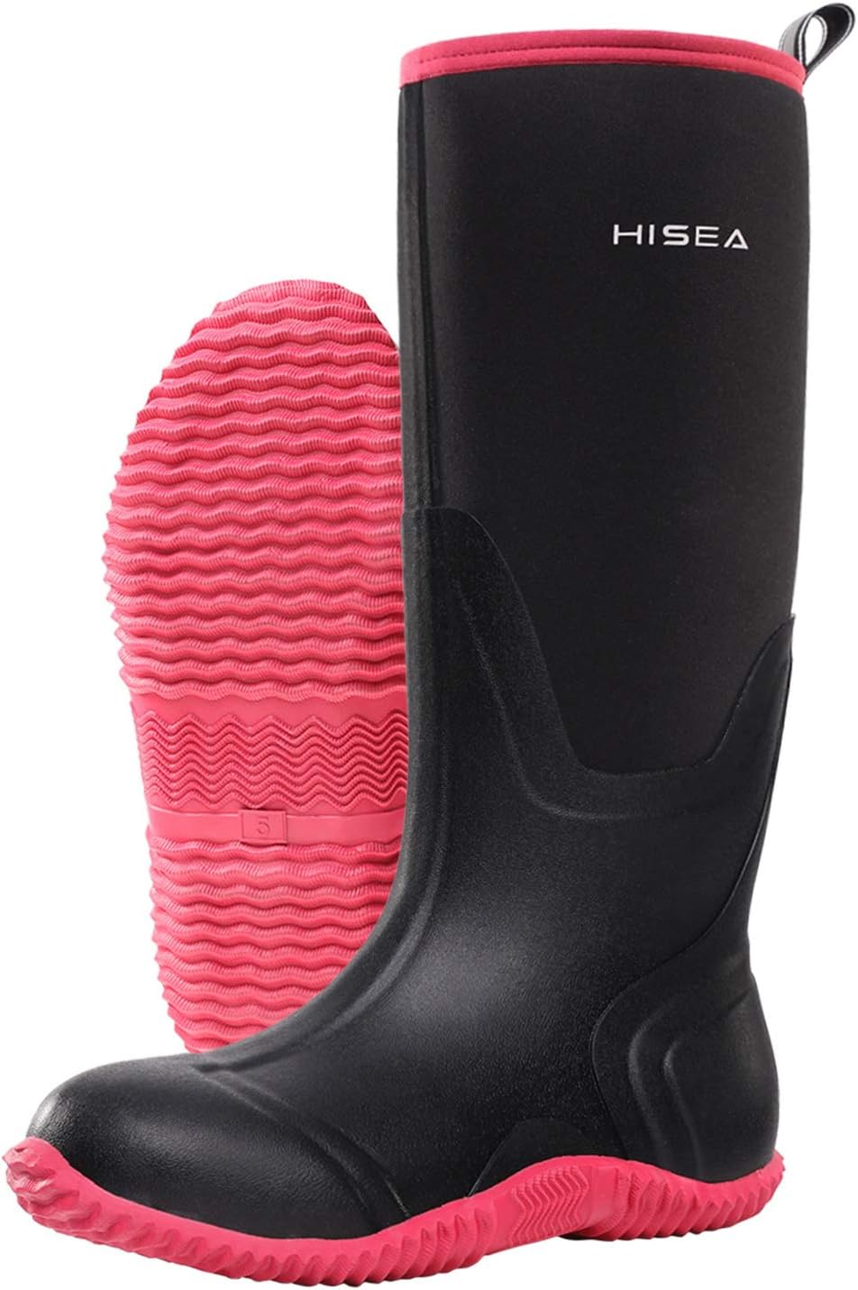 Women's Rain Boots, Knee High Rubber Boots Waterproof Insulated Neoprene Mud Boots, Anti-Slip Outdoor Work Boots for Hunting Gardening Farming Yard Working, Size 6-11