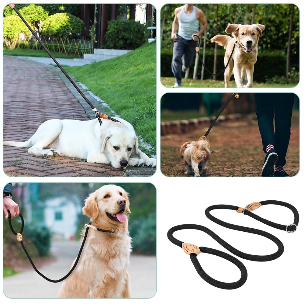 Laisse de retriever robuste et résistante aux intempéries pour chiens de toutes tailles, laisse et collier à mettre rapidement en un, 150 cm, laisse douce au pelage avec arrêt de traction intégré