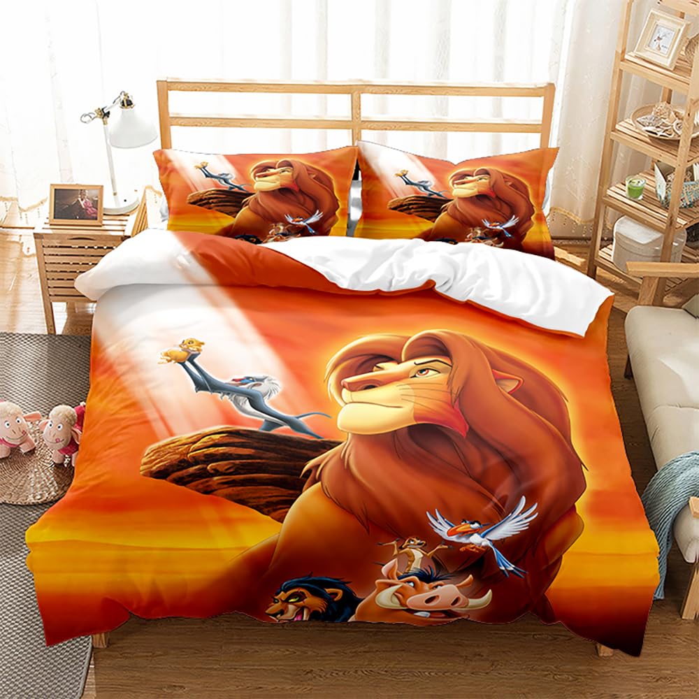 Housse de couette Roi Lion réversible et colorée pour lit junior 220x240 cm