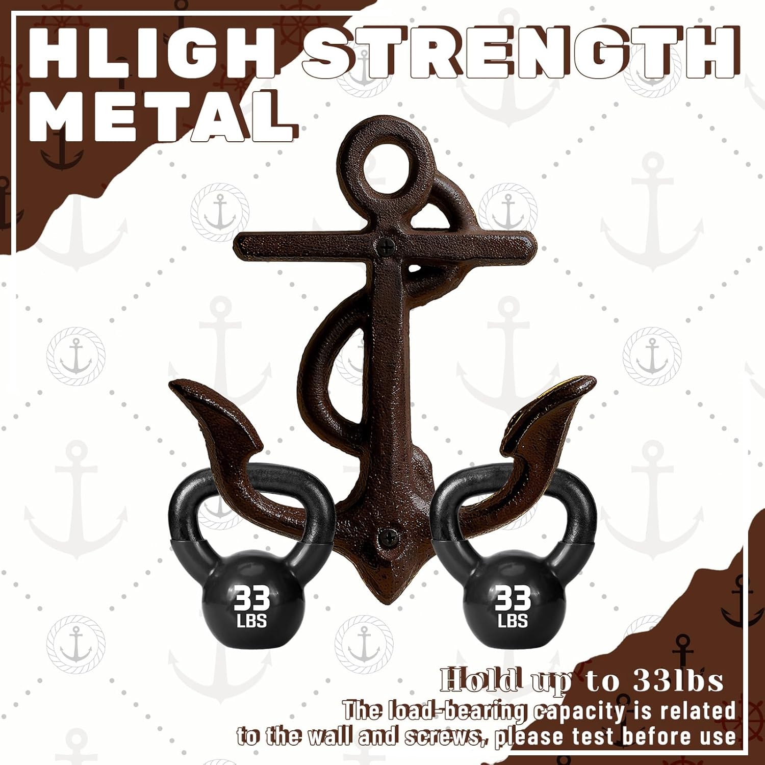 6 Pcs Cast Iron Nautical Anchor Hook with Screws Nautical Wall Decor Rustic Solid Cast Iron Outdoor Coat Hooks 5-1/4 Inch Tall for Coats Bags Keys Hats - Image 3