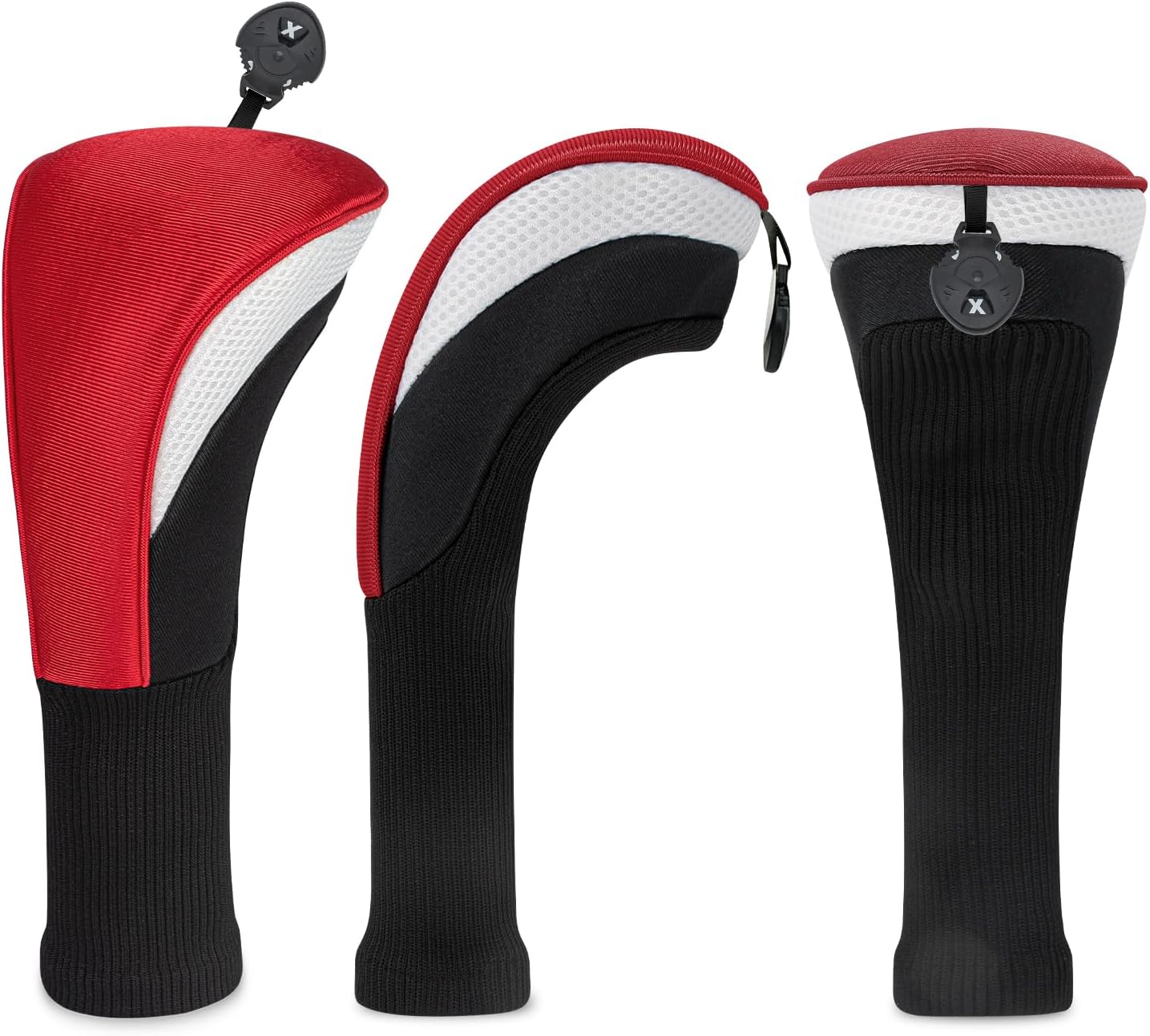 Golf Club Head Covers for Woods 3/4/5/6 Pieces Long Neck Mesh Sports Golf Club Headcovers Set with Interchangeable No. Tags 3 4 5 6 7 X Golf Accessories for Men Women