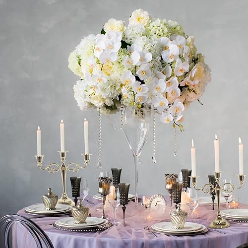 Miniatura 7 de Candelabros de metal de 3 velas, portavelas de 10.6 pulgadas de alto, portavelas para eventos de boda, candelabro, soporte de vela dorado