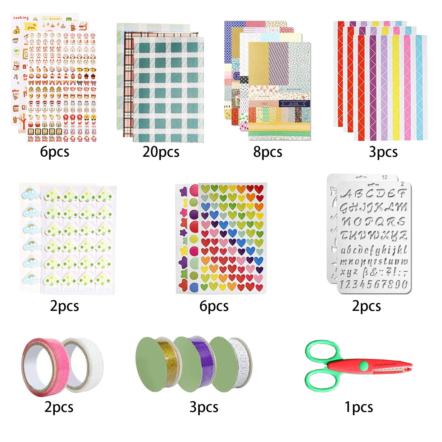 YXHZVON 53 Pièces Ensemble Accessoires Scrapbooking,Kit Livre Photo Mémoire pour Bricolage Album Photo Conception Agenda Cartes Décoration
