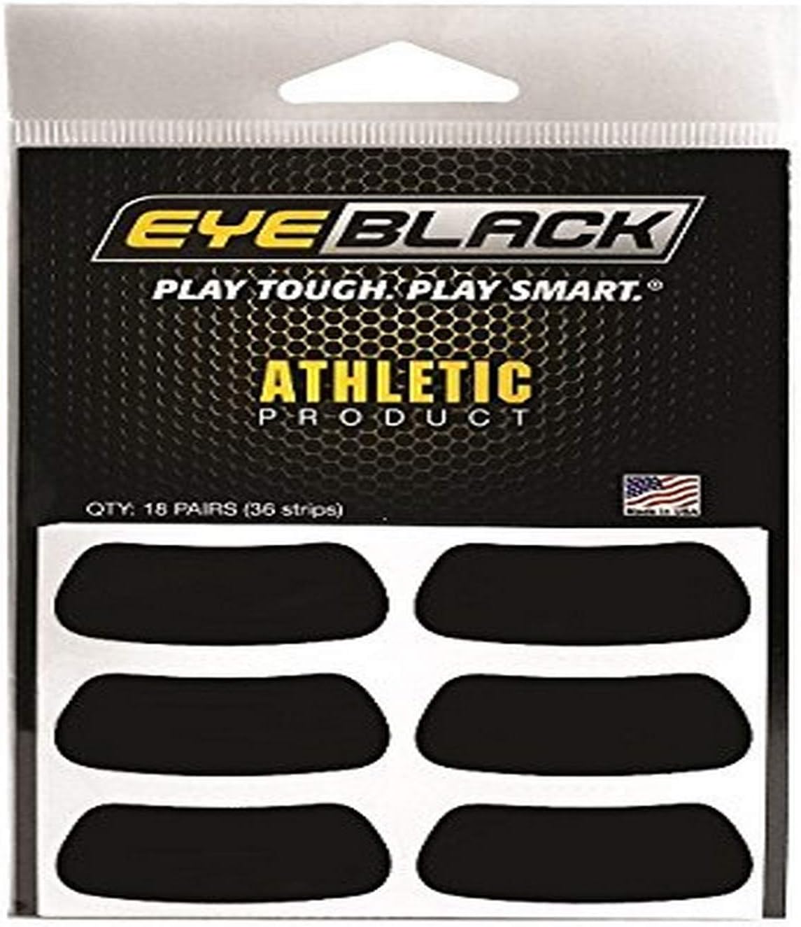 EyeBlack Black Athletic Eye Black Anti Glare Stickers, 36 strips, 1.625 x 0.68", 18-Pairs