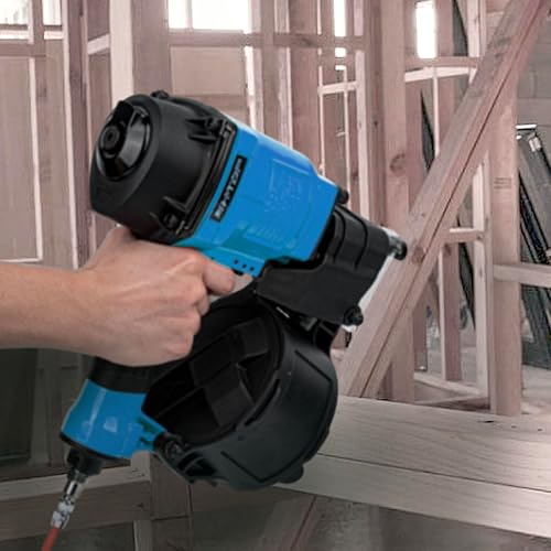 Miniatura 5 de BHTOP Pistola de clavos de revestimiento de bobina CN70, clavadora neumática de revestimiento de 15 grados, clavadora de revestimiento de bobina de